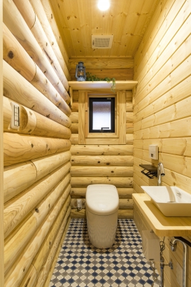 トイレ 株式会社 北陸リビング社の施工事例 ログ＊シンプルで洗練されたモダンなログハウス