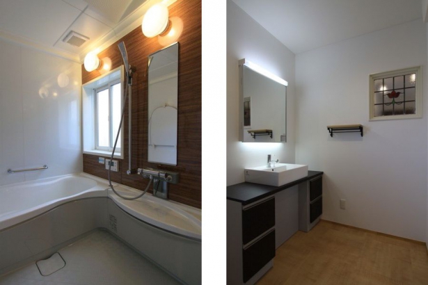 浴室　洗面台 シンク設計事務所の施工事例 ロートアイアンを楽しむ家