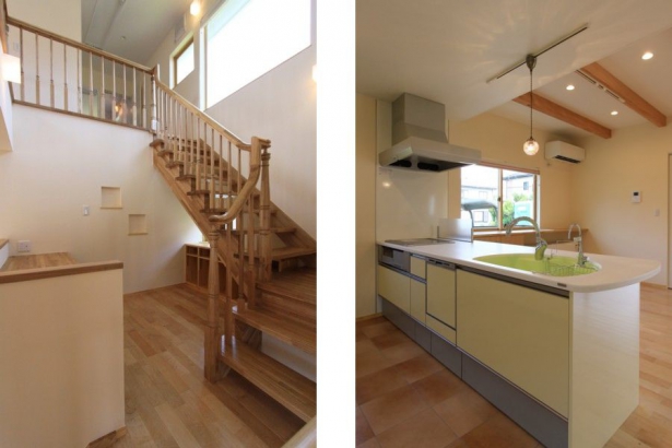 階段　キッチン シンク設計事務所の施工事例 南欧のかわいい家