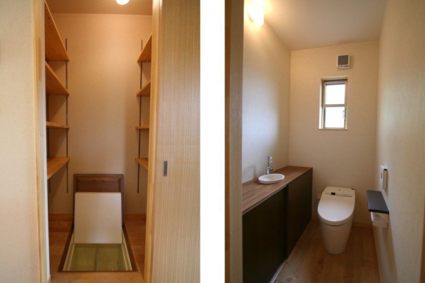 床下収納　トイレ シンク設計事務所の施工事例 小上がりタタミのある家