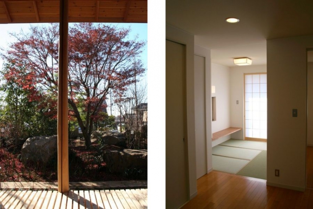 紅葉の庭園　書斎 シンク設計事務所の施工事例 落葉樹の庭と一体化する JAPANESE MODERN 外断熱の家