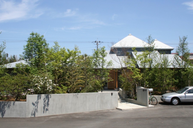 外観（新緑） シンク設計事務所の施工事例 落葉樹の庭と一体化する JAPANESE MODERN 外断熱の家