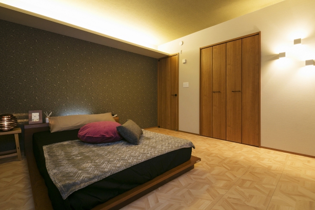 間接照明を利用した寝室 株式会社ハウスＭ21の施工事例 豊かさと快適さの追求