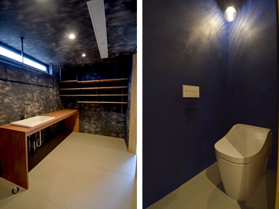 幻想的な雰囲気の洗面室・トイレ 有限会社 吉田建築の施工事例 「SE構法」で実現する、光とプライバシーを両立させた2世帯住宅のいえ