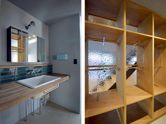 YOSHIDAオリジナル洗面台・ロッカー 有限会社 吉田建築の施工事例 「SE構法」で実現する、光とプライバシーを両立させた2世帯住宅のいえ